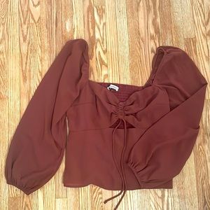 2/$30 Abercrombie and Fitch burgundy cutout long sleeve top